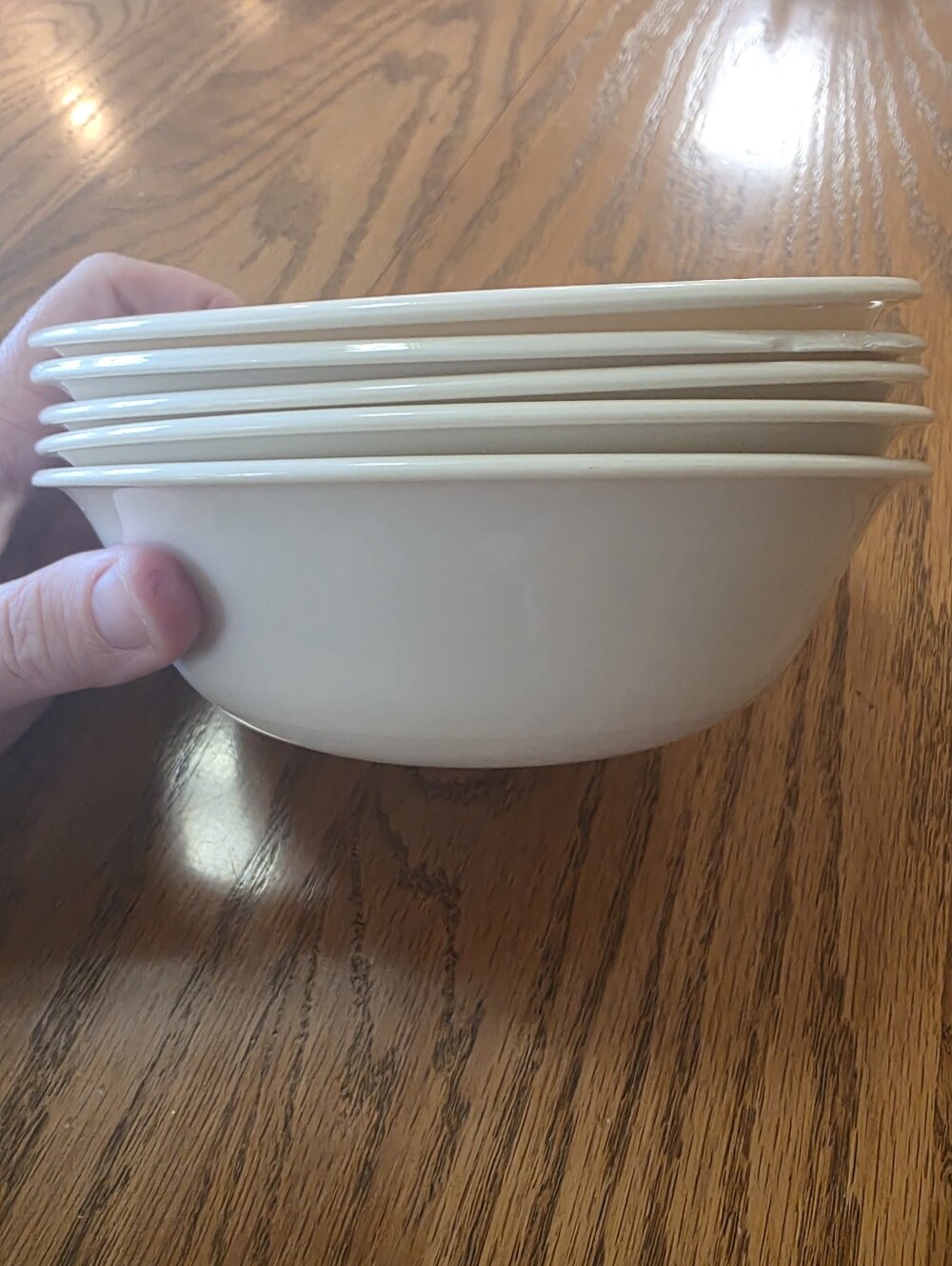 Vintage Corella Neutral Cream Ceramic Serving Bowl - Set of 5